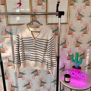 Sézane | LÉONTINE JUMPER | Ecru / Navy | sz M | Like New